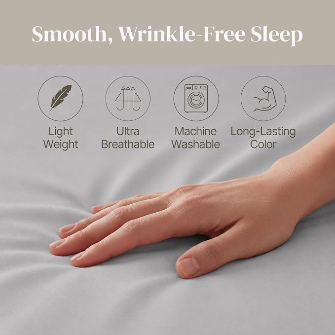 Modern Threads Soft Microfiber Solid Sheets - Luxurious Microfiber Bed Sheets - Includes Flat Sheet, Fitted Sheet with Deep Pockets, & Pillowcases Vapor Blue Queen