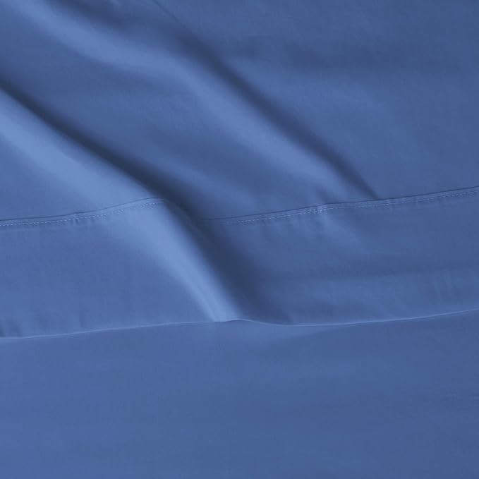 Amazon Basics Lightweight Super Soft, Wrinkle-Free, Breathable Easy Care Microfiber 4-Piece Bed Sheet Set with 14-Inch Deep Pockets, Queen, Dutch Blue, Solid