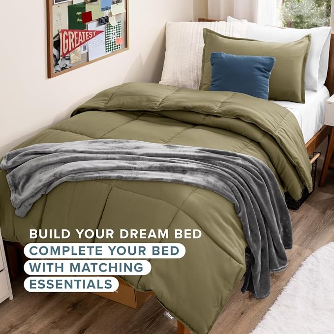 Bare Home Twin XL Sheet Set - 1800 Ultra-Soft (Twin XL, Olive) | Deep Pockets 6 to 15 Inches, Breathable, Hypoallergenic, Hotel Luxury, Easy Fit, Soft, All-Season