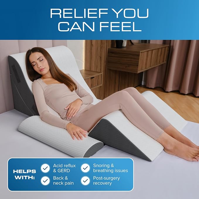 Kolbs 4pcs Orthopedic Bed Wedge Pillow Set | Stylish Chic Plush Velvet Cover | Post Surgery Body Pillow, Wedge Pillows For Sleeping | Acid Reflux and Gerd Wedge Pillow For Sleeping (4 Piece Wedge Set)