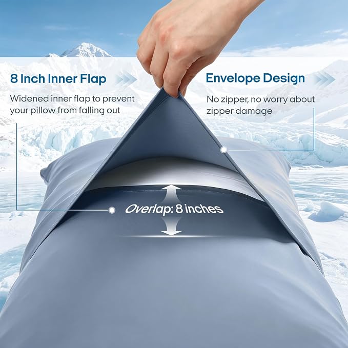 ZonLi Cooling Body Pillowcase for Hot Sleepers, Breathable Body Pillow Cover, Double-Sided Cooling Fabric, Soft Silky Touch, Ideal for Night Sweats, 20 x 54 Inch, Blue