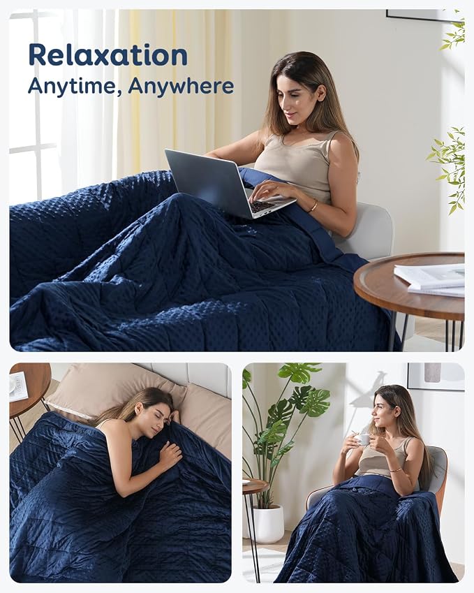 25lbs Weighted Blanket for Adults, 80"x87" King Size Heavy Blankets | Soft Raised Minky Dot Texture, Reversible Cooling & Cozy for All Seasons, 7-Layer Design for Even Weight, Machine Washable