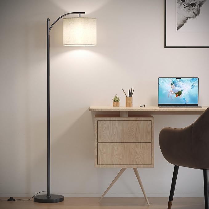 SUNMORY Arc Floor Lamp, Smart APP Remote Control Standing RGB Lamp | Tall Lamp with RGB Bulb & Hanging Lampshade, Dimmable Floor Lamp, Modern Floor Lamps for Living Room, Bedroom, Office