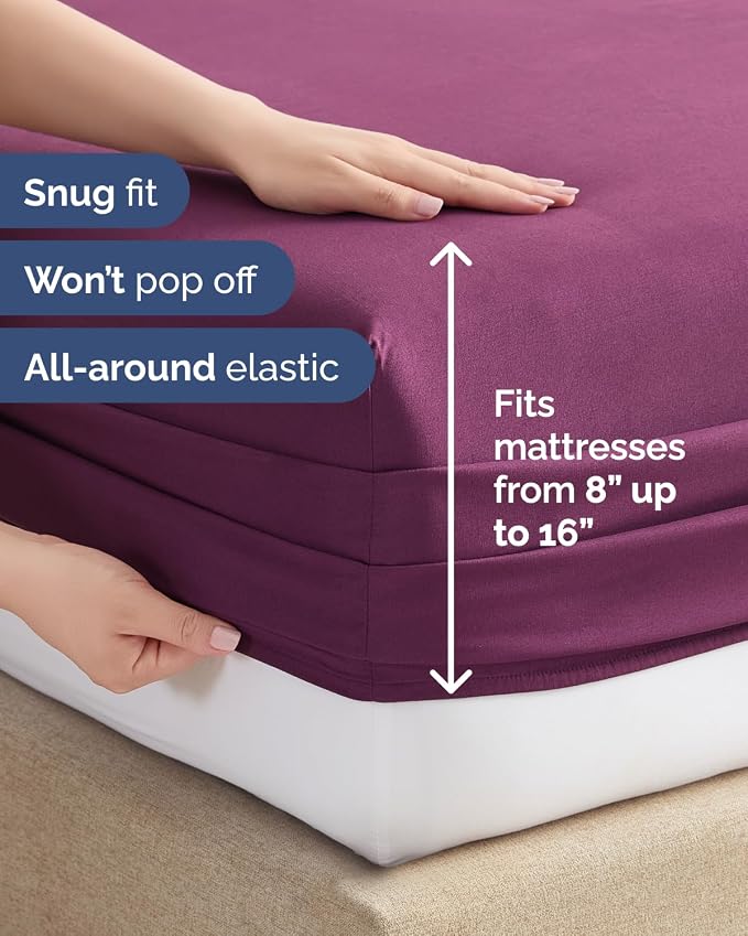 King 6 Piece Bed Sheet Set - Breathable & Cooling Sheets - Deep Purple | Ultra Soft Hotel Luxury Bedding Set w/ 8-16 Inch Deep Pockets - 1 Flat & 1 Fitted Sheet & 4 Pillowcases - Wrinkle & Fade Free