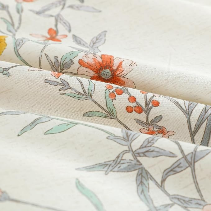 OAITE Twin Duvet Cover Set 3pcs 100% Cotton with Wildflower Stripe | Floral Pattern,Soft, Breathable,Long-lasting,Comfort,Hidden Zipper,8 Corner Ties,Easy Care for All Season