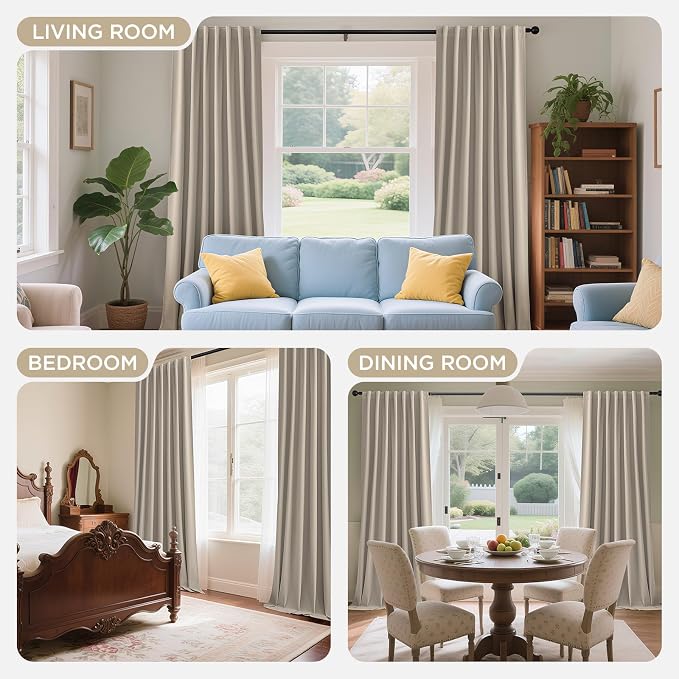 Joydeco 100% Blackout Curtains Velvet Black Out Curtain 102 Inch Drapes | for Bedroom Living Room, Heat and Light Blocking, Thermal Insulated Luxury Heavy Duty Curtain 2 Panels Back Tab&Rod Pocket