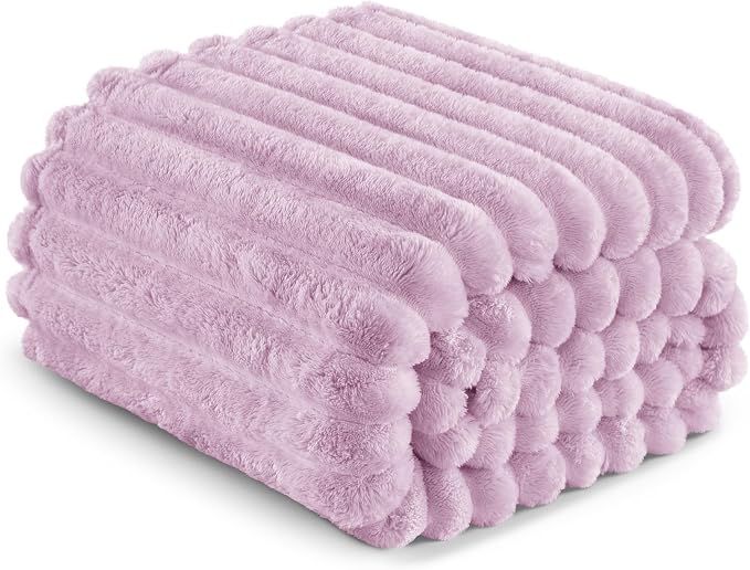 Exclusivo Mezcla Striped King Size Fleece Blanket for Bed, Couch, 90"x104" | Soft Breathable Cozy Bed Blankets, Lightweight Plush Fluffy Fuzzy Jacquard Decorative Blankets