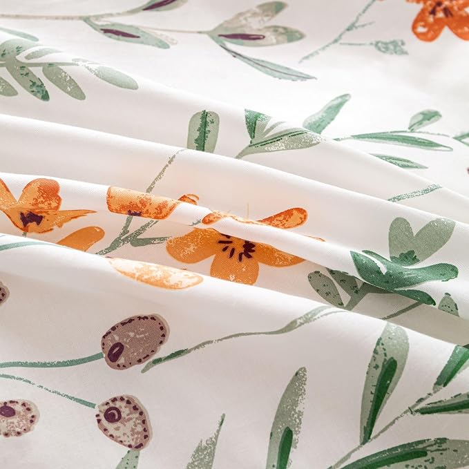 OAITE Twin Duvet Cover Set 3pcs 100% Cotton with Green Pastoral | Cottagecore,Soft, Breathable,Long-lasting,Comfort,Hidden Zipper,8 Corner Ties,Easy Care for All Season