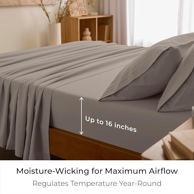 Mellanni Iconic 3-Piece, Ultra Soft Sheet Set (Twin, Tan) | 10M+ Sleepers. Lab-tested: Sleeps Cool, Stays Bright, Strong, Smooth. Good Housekeeping Best Bedding, 7 yrs running.