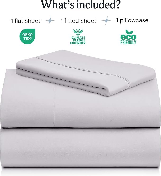 LuxClub Twin Size Sheets Set, Cooling & Soft Deep Pocket Bed Sheets, 3PC | LuxClub Silky Fitted Sheet & Pillowcase Sets, Breathable Hotel Luxury Bedding for Mattress Wrinkle Free, Dove Gray