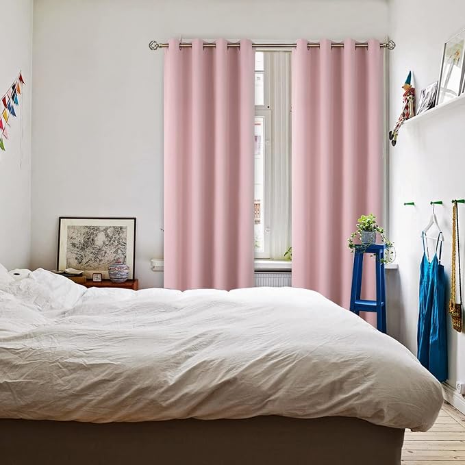 BGment Pink Room Darkening Curtains 95 Inch for Living Room - 2 Panels | Grommet Top, Extra Long, Light-Blocking, Sunblock, Thermal Insulated, Window Drapes for Bedroom, 52x95 Inch