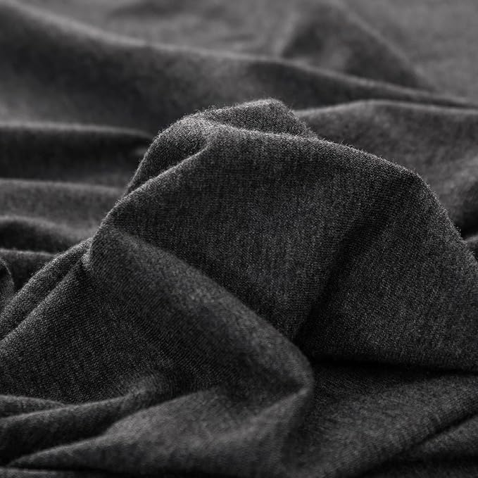 PURE ERA Jersey Knit Sheet Set Heather Charcoal Grey King | 100% Cotton, 3 Piece Set, T Shirt Soft, Breathable, Envelope Closure Pillowcases, Hidden Zipper, 8 Ties, No Insert, Modern