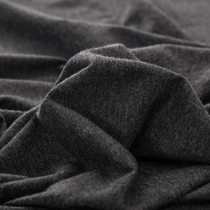 PURE ERA Jersey Knit Sheet Set Heather Charcoal Grey Queen | 100% Cotton, 3 Piece Set, T Shirt Soft, Breathable, Envelope Closure Pillowcases, Hidden Zipper, 8 Ties, No Insert, Modern