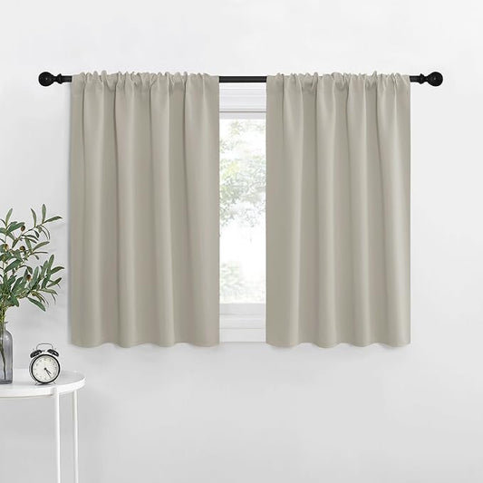 NICETOWN Blackout Curtains for Living Curtains, Room Darkening Window Curtain Panels, Easy-Care Solid Thermal Insulated Draperies/Drapes for Daughter Room (Natural, 2 Panels, 29 by 30)