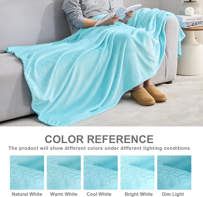 Hansleep King Robin Egg Blue Fleece Blanket, Soft Flannel Bed Blanket | Fuzzy Cozy Blanket 90x108 Inches, Multi-use for Bed, Sofa, Couch, Travel, Camping, All Season Warm Lightweight Cover