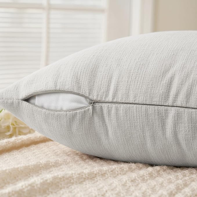 MIULEE Light Grey Chenille Couch Throw Pillow Covers, 20x20 | Set of 2, Soft Modern Farmhouse Style, Decorative Pillowcases for Sofa Living Room Bed, Home Decor