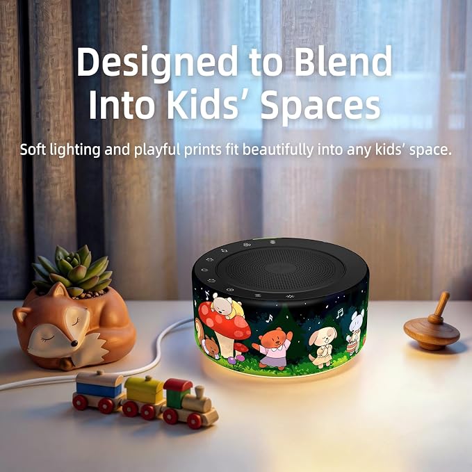 Kipcush White Noise Machine for Baby & Adults, Sleep Sound Machine with 30 Soothing Sounds, 8-Color Night Light, Memory Function, White Noise for Sleeping, Nursery, Office, Travel, Relaxation