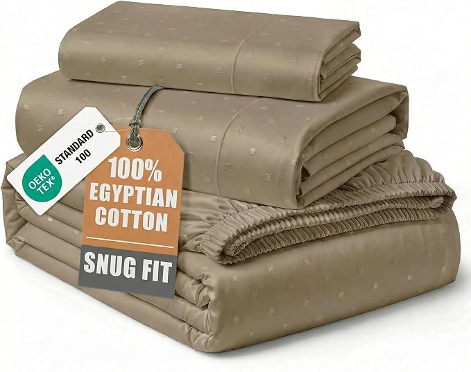 LANE LINEN Twin Size Sheet Set 100% Egyptian Cotton Sateen - Taupe | Black Twin Sheets - 3-Piece Set, Ideal For Dorms And Guest Beds, For A Luxurious Night's Sleep, Guest-Ready Comfort