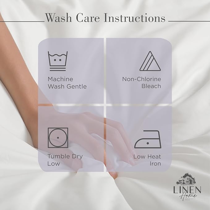 Linen Home 100% Cotton Percale Sheets California King Size, Prelude Purple, Deep Pocket, 4 Pieces Set- 1 Flat, 1 Fitted and 2 Pillowcases, Crisp Cool and Long Staple Strong Bed Linen