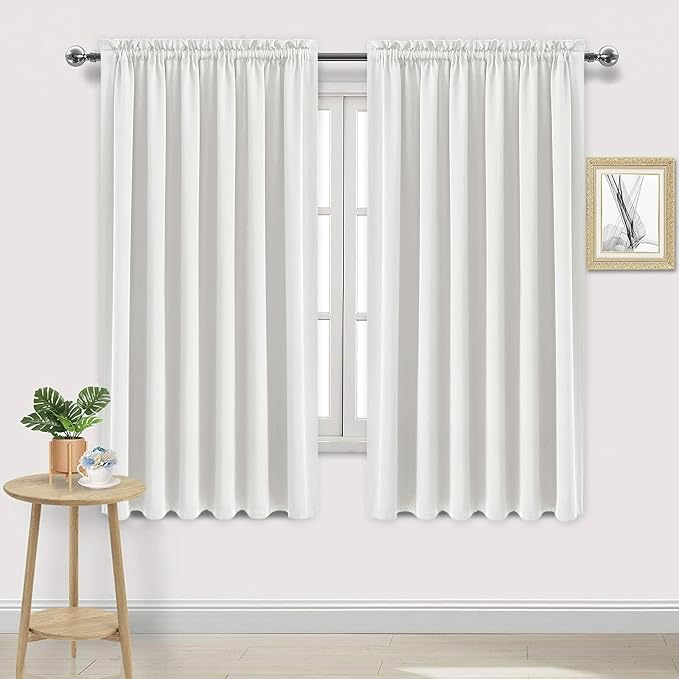 DWCN Wide Blackout Curtains for Bedroom Living Room 70 x 63 Inch Long Ivory | 2 Panels Set, Room Darkening, Thermal Insulated, Light Blocking, Rod Pocket Drapes, Noise Reducing Window Treatments