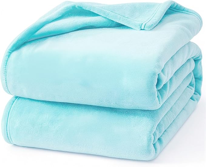 Hansleep King Robin Egg Blue Fleece Blanket, Soft Flannel Bed Blanket | Fuzzy Cozy Blanket 90x108 Inches, Multi-use for Bed, Sofa, Couch, Travel, Camping, All Season Warm Lightweight Cover