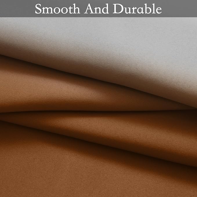 SimpleHome Burnt Orange to Grey White Ombre Room Darkening Curtains 63 Inch | Curtains for Living Room,Light Blocking Thick Thermal Insulated Grommet Window Curtains Drapes for Bedroom, 2 Panels,52Wx63L