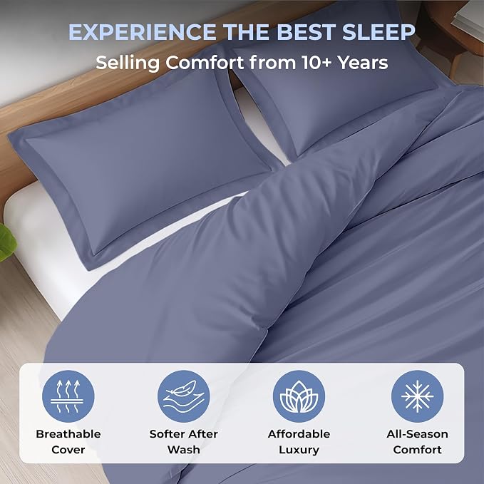 3 Pc Duvet Cover King Size Set-100% Egyptian Cotton Ultra Soft Premium Durable Comforter Cover Zipper Closure & Corner Ties - (Mediterranean Blue, 104" X 94")
