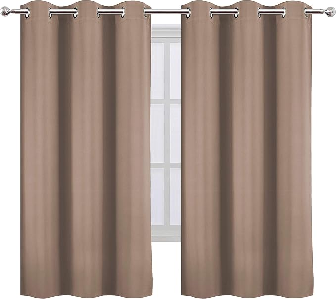 Cappuccino Blackout Curtains 38 x 54 Inch Length/Set of 2 Curtain Panels/Thermal Insulated Room Darkening Blackout Curtains for Bedroom
