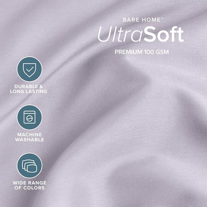 Bare Home King Sheet Set - 1800 Ultra-Soft (King, Light Lavender) | Deep Pockets 6 to 15 Inches, Breathable, Hypoallergenic, Hotel Luxury, Easy Fit, Soft, All-Season