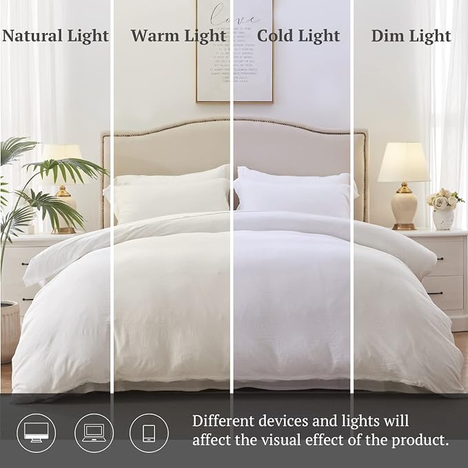MILDLY Duvet Cover Cal King Ultra Soft Comforter Cover Set 3pcs, White | Washed Microfiber Cotton-Like, Breathable Comfort, Hidden Zipper, Corner Ties, OEKO-TEX Certified, Fade Resistant
