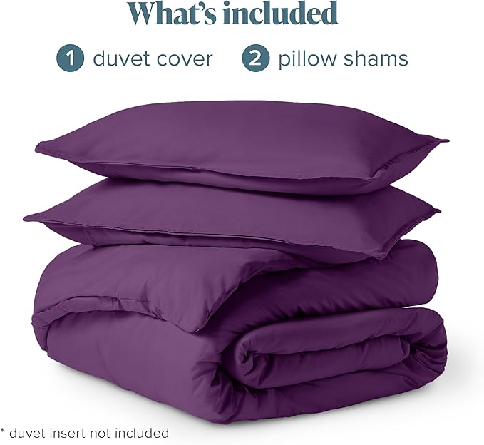 Bare Home Duvet Cover Set 1800 Ultra-Soft (Queen, Plum) | Lightweight, Cooling, Breathable, Premium 1800 Ultra-Soft, All-Season