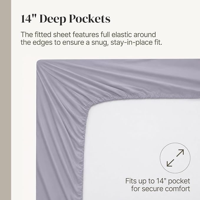 Modern Threads Soft Microfiber Solid Sheets - Luxurious Microfiber Bed Sheets - Includes Flat Sheet, Fitted Sheet with Deep Pockets, & Pillowcases Lilac Marble Queen