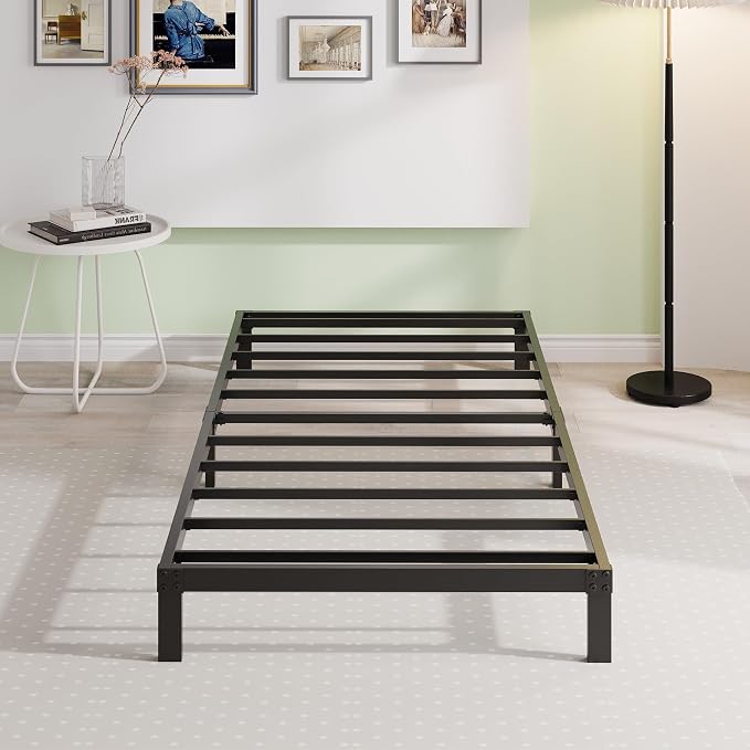 EMODA 6 Inch Twin Bed Frames No Box Spring Needed | Heavy Duty Metal Twin Platform Bed Frame, Noise Free, Easy Assembly, Black
