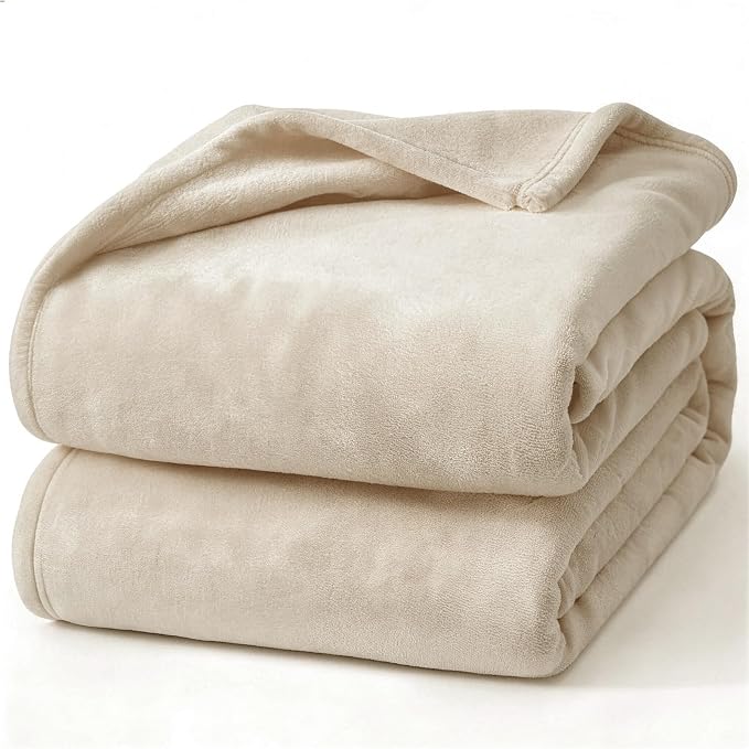 Hansleep King Taupe Fleece Blanket, Soft Flannel Bed Blanket | Fuzzy Cozy Blanket 90x108 Inches, Multi-use for Bed, Sofa, Couch, Travel, Camping, All Season Warm Lightweight Cover