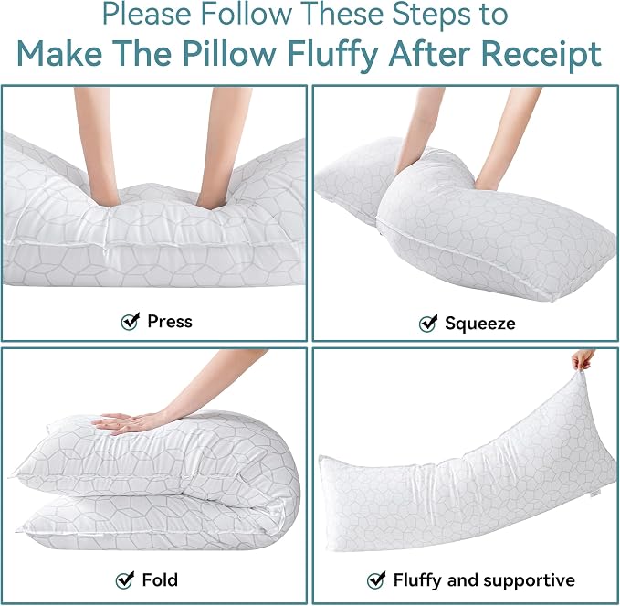 Oubonun Full Body Pillow for Side Sleeper, Soft Long Bed Pillow for Adults | Generous Fill Firm Plush Support - Large Loft Insert for Pregnancy Contour, Breathable Sweat-Absorbing Skin-Friendly Cushion