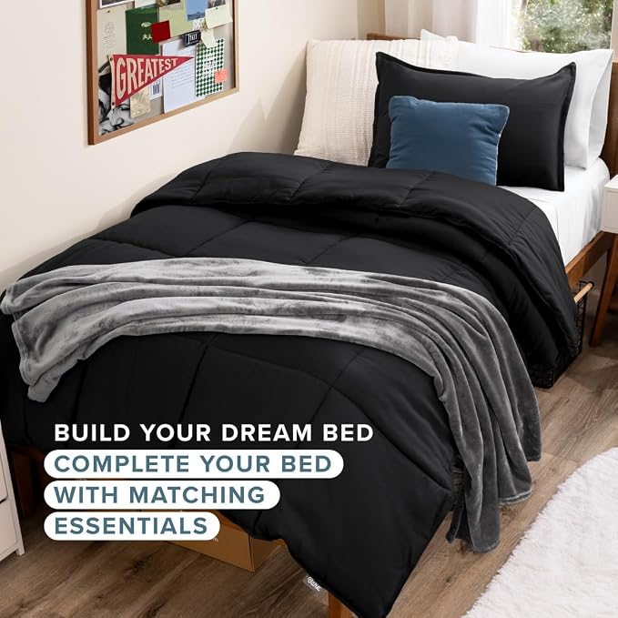 Bare Home Twin XL Sheet Set - 1800 Ultra-Soft (Twin XL, Black) | Deep Pockets 6 to 15 Inches, Breathable, Hypoallergenic, Hotel Luxury, Easy Fit, Soft, All-Season