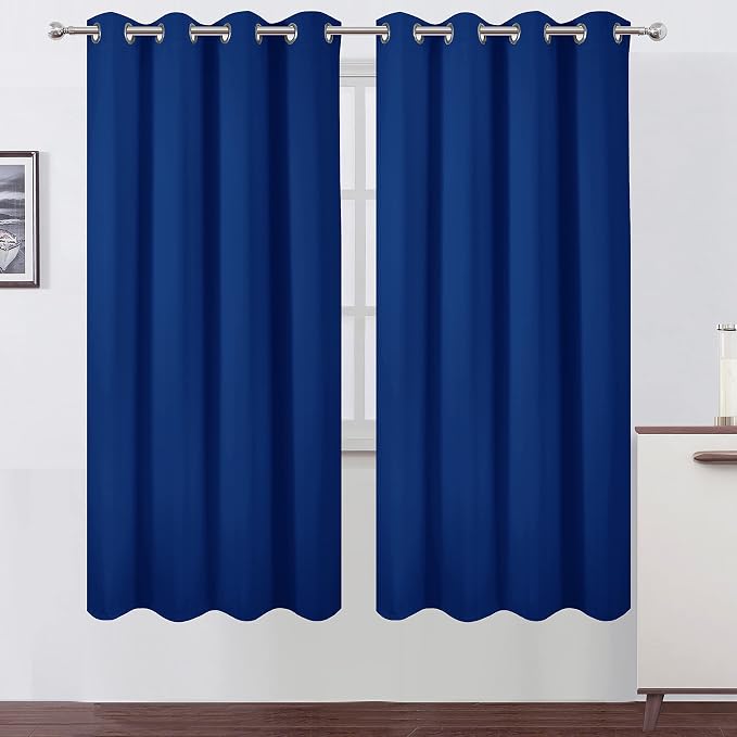 Blackout Curtains 52 x 72 inch/Royal Blue Curtains Set of 2 Panels/Thermal Insulated Room Darkening Bedroom Curtains