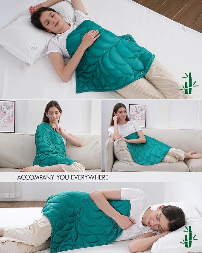 Kaisa Weighted Blanket for Adults(5 lbs, 23"x29"), Weighted Lap Blanket Machine Washable, Small Heavy Blankets with Glass Beads for Home Sleep &Travel,Green