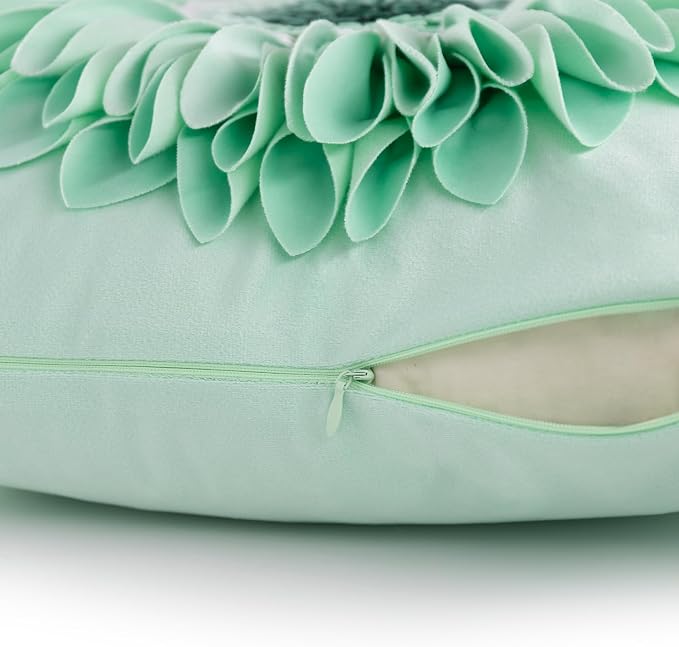 OiseauVoler Decorative 3D Flower Throw Pillow Cover for Couch 18 x 18 Inch