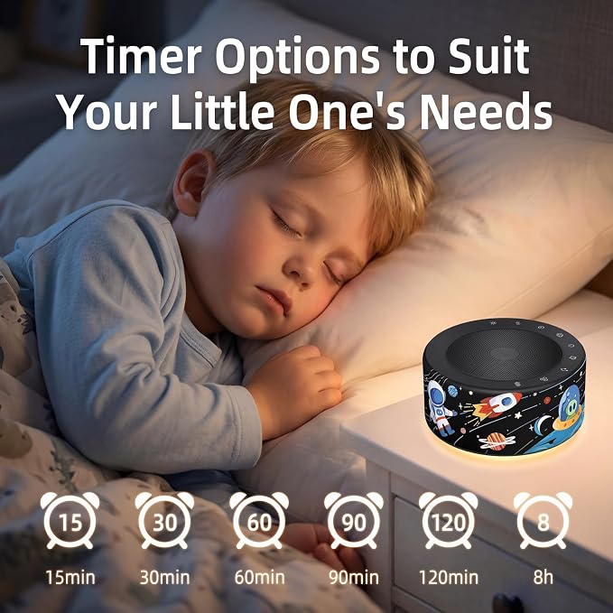 Kipcush White Noise Machine for Baby & Adults, Sleep Sound Machine with 30 Soothing Sounds, 8-Color Night Light, Memory Function, White Noise for Sleeping, Nursery, Office, Travel, Relaxation