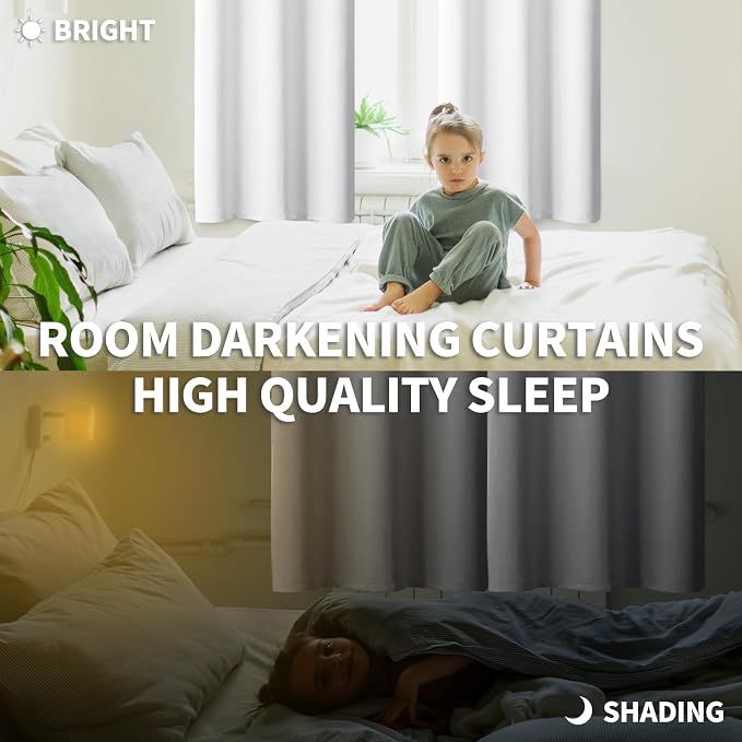 BGment Pure White Room Darkening Curtains 72 Inch for Bedroom - 2 Panels | Grommet Top, Light-Blocking, Sunblock, Thermal Insulated, Window Drapes for Kids Boys Room, 42x72 Inch