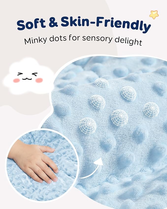 3lbs Weighted Blanket, Cooling Soft Minky Dot Heavy Blankets, 36"x48" | Gentle Hug-Like Comfort, Reversible Cooling & Cozy for All Seasons, 7-Layer for Even Weight Distribution, Machine Washable