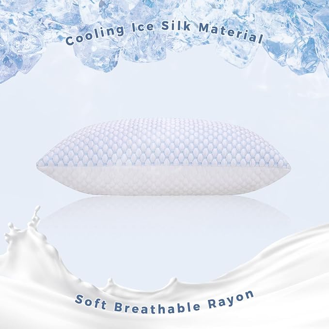 OSBED Shredded Memory Foam Pillows Queen Size Set of 4 | Neck pain relief, supportive, odorless, cooling pillow, adjustable, washable, CertiPUR-US hypoallergenic adult pillow