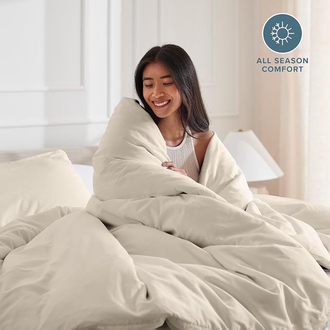 Bare Home Duvet Cover Set 1800 Ultra-Soft (King, Sand) | Lightweight, Cooling, Breathable, Premium 1800 Ultra-Soft, All-Season