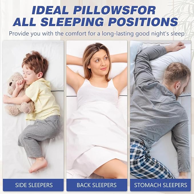Vorouhals Hotel Collection Bed Pillows for Sleeping 4 Pack King Size Cooling Pillows Set of 4 for Back, Stomach or Side Sleepers, Super Soft Down Alternative Microfiber Filled Pillows