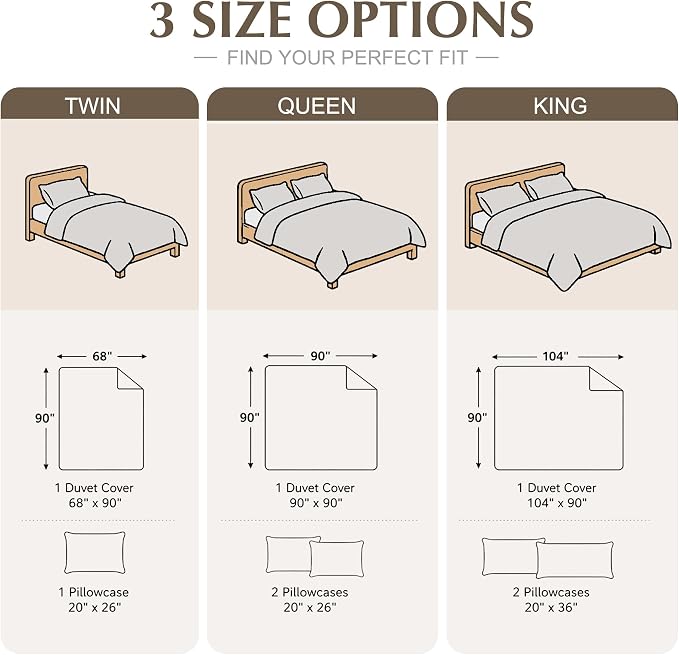Oli Anderson 100% Egyptian Cotton Duvet Cover Queen Size, Khaki, 3 Pieces | Yarn Dyed Jacquard Textured Bedding Set, Striped Boho Design, Pre-Washed, Button Closure, Soft Breathable, All Season Comfort