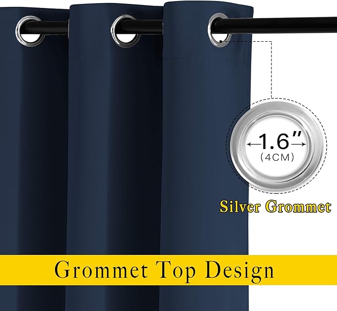 NICETOWN Blackout Curtain Panels 90 - Window Treatment Energy Saving Thermal Insulated Solid Grommet Blackout Drapes for Living Room (Navy, 1 Pair, 46 by 90-Inch)