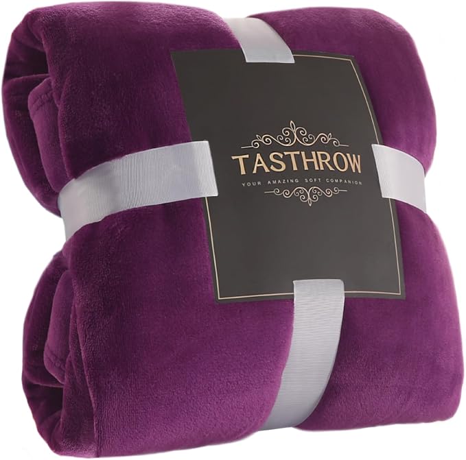 TASTHROW Large Flannel Fleece Throw Blanket, 50×70 Inch | Cozy Lightweight Thick Blanket - All Seasons Suitable for Women, Men and Kids (Two Pack, Purple)
