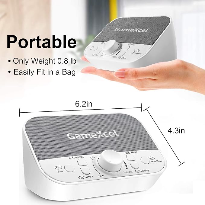 White Noise Machine for Baby & Adults – 38 Non-Looping Sounds, Dual Speakers + Headphone Jack, 15/30/60/90 Min Timer & Memory – USB Powered Sleep Sound Machine for Nursery & Office, White