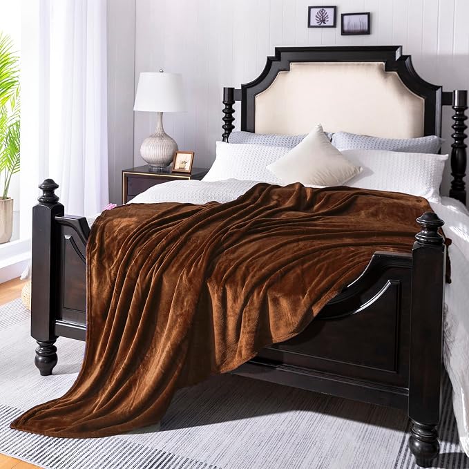 Brown Fleece Plush Throw Blanket 50"x60"for Couch Sofa Fuzzy Cozy Flannel | Super Soft Lightweight Microfiber Blanket for Bed Chair bedroom Home Decor All Season,Birthday Gifts for Women Mom Adult